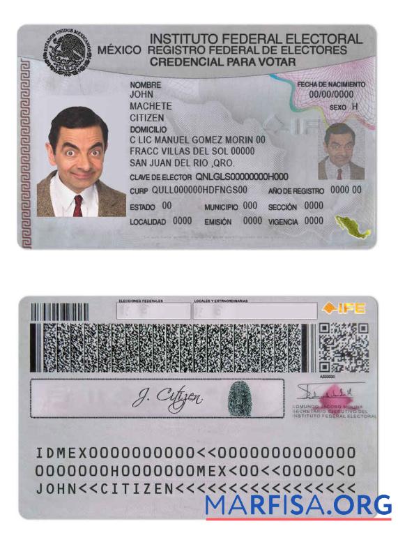 Printable Mexico ID sample